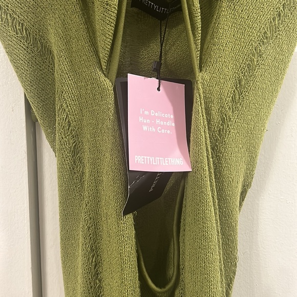 Olive green sheer halter dress - Picture 8 of 8